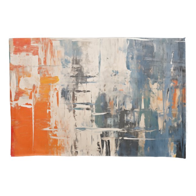 Chromatic Crossroads Abstract Digital Painting Pillowcase (Front)