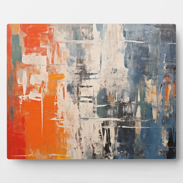 Chromatic Crossroads Abstract Digital Painting Plaque (Front)