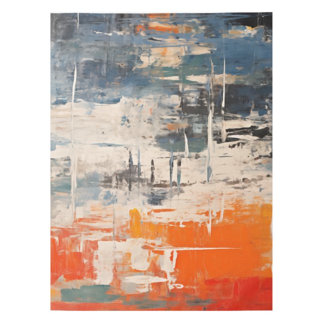 Chromatic Crossroads Abstract Digital Painting Tablecloth (Front)