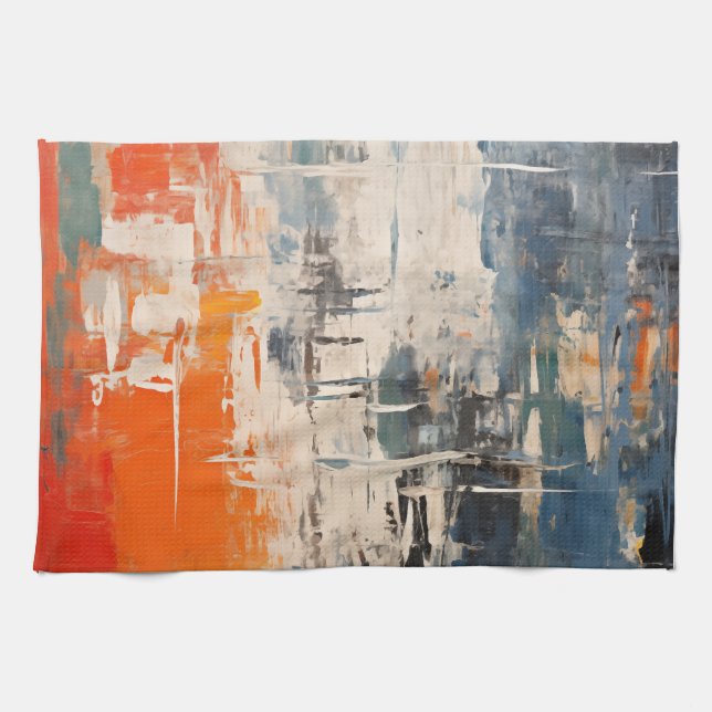 Chromatic Crossroads Abstract Digital Painting Tea Towel (Horizontal)