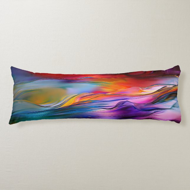 "Chromatic Currents" Contemporary Abstract  Body Cushion (Front)