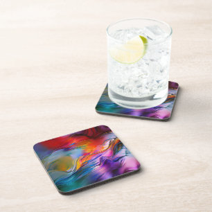 "Chromatic Currents" Contemporary Abstract  Coaster