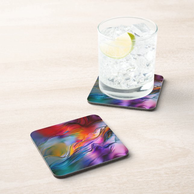 "Chromatic Currents" Contemporary Abstract  Coaster (Right Side)