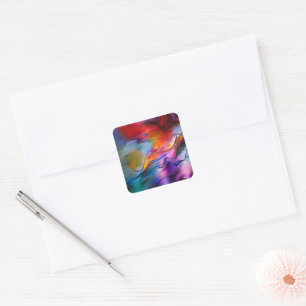 "Chromatic Currents" Contemporary Abstract Square Sticker