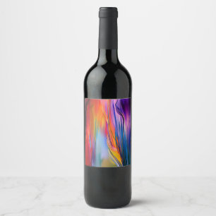 "Chromatic Currents" Contemporary Abstract Wine Label