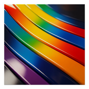 Chromatic Curves — Glossy Rainbow Ribbons with Ref Poster