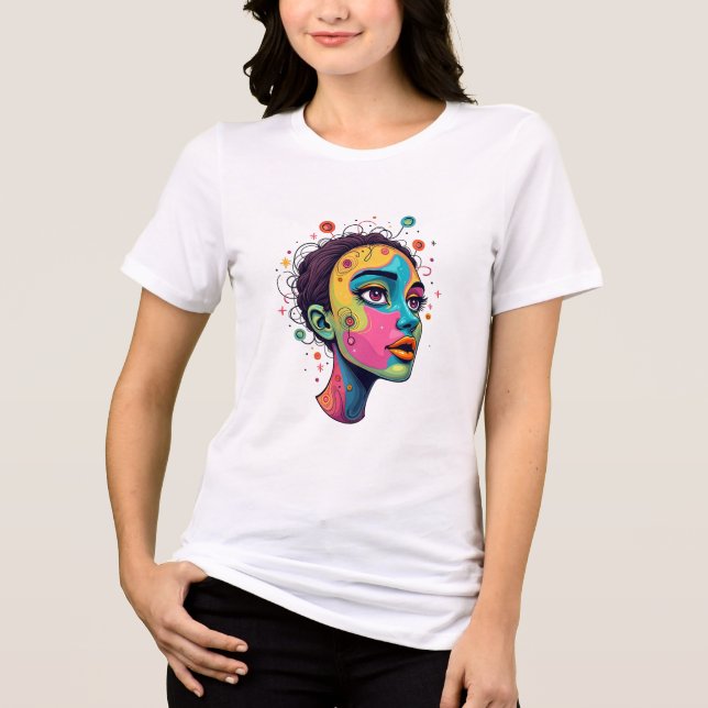 "Chromatic Dream" - Abstract Pop Art Portrait Tri-Blend Shirt (Front)