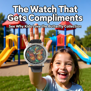 Chromatic Flight" - Stained Glass Butterfly Watch