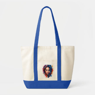 Chromatic Muse – Neon Splash Portrait Tote Bag