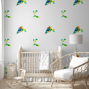 Chromatic Serenade: Bird on branch Wallpaper