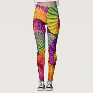 Chromatic Shells: Vibrant Spiral Mosaic Leggings