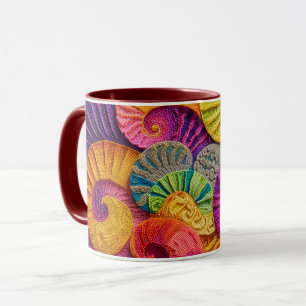 Chromatic Shells: Vibrant Spiral Mosaic Mug