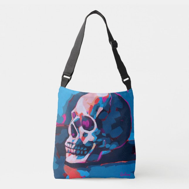 Chromatic Skull Painting Crossbody Bag (Front)