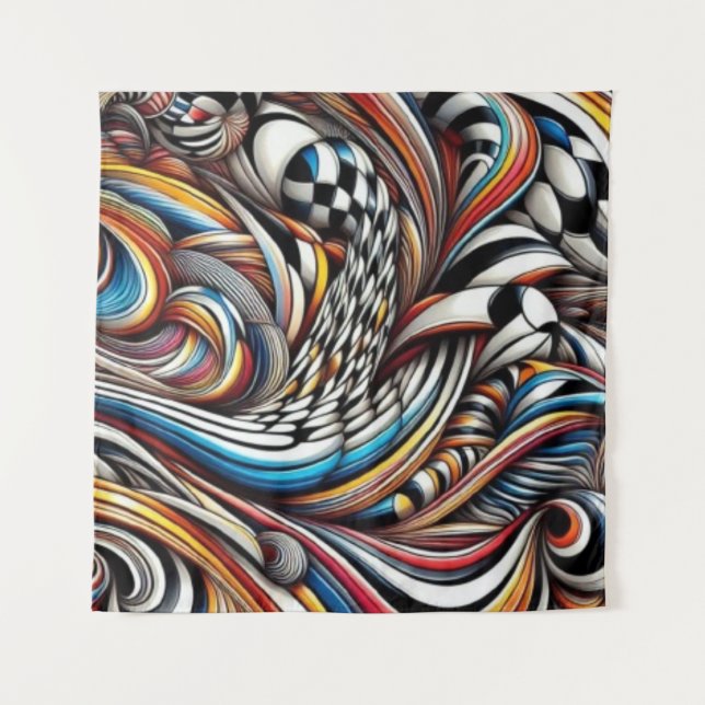 Chromatic Vortex – Dance of Infinite Ribbons Tapestry (Front)