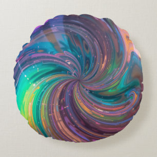 Chromatic Vortex Round Cushion