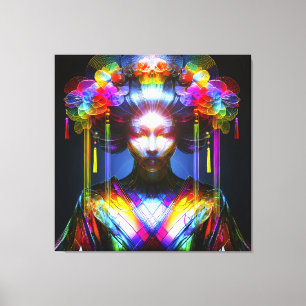 Chromatisch Farbige Glas-Geisha im Kontrast Canvas Print