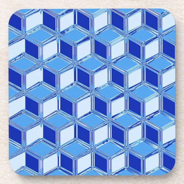 Chrome 3-d boxes - cobalt blue coaster (Front)