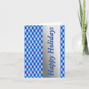 Chrome 3-d boxes - cobalt blue holiday card