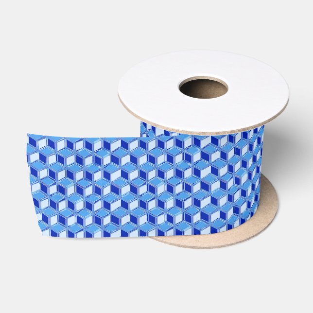 Chrome 3-d boxes - cobalt blue satin ribbon (Spool)