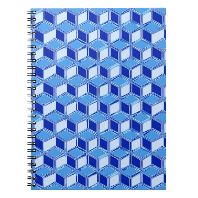 Chrome 3-d boxes - cobalt blue spiral notebook (Front)