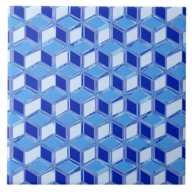 Chrome 3-d boxes - cobalt blue tile (Front)