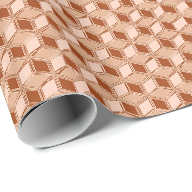 Chrome 3-d boxes - copper coloured wrapping paper (Roll Corner)