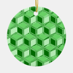 Chrome 3-d boxes - emerald green ceramic tree decoration