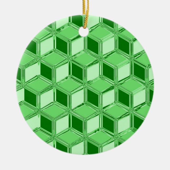 Chrome 3-d boxes - emerald green ceramic tree decoration (Front)