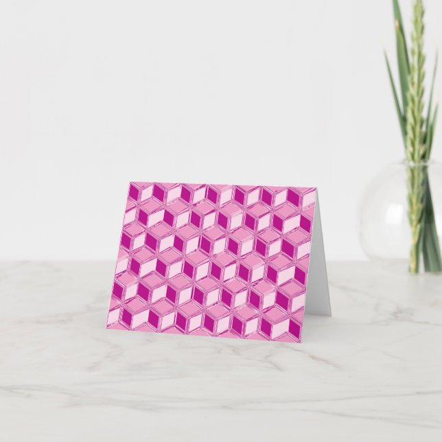 Chrome 3-d boxes - fuchsia pink holiday card (Front)