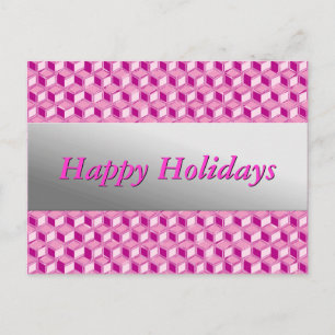 Chrome 3-d boxes - fuchsia pink holiday postcard