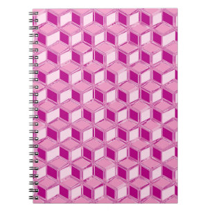 Chrome 3-d boxes - fuchsia pink spiral notebook