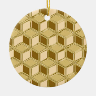 Chrome 3-d boxes - gold coloured ceramic tree decoration