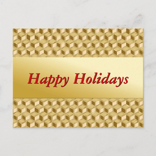 Chrome 3-d boxes - gold coloured holiday postcard (Front)