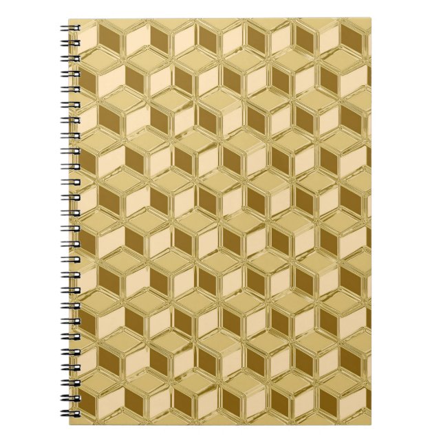Chrome 3-d boxes - gold coloured notebook (Front)