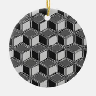 Chrome 3-d boxes - haematite grey ceramic tree decoration