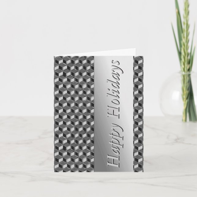 Chrome 3-d boxes - haematite grey holiday card (Front)