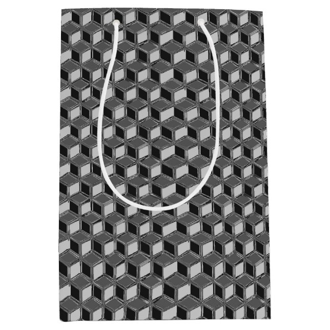 Chrome 3-d boxes - haematite grey medium gift bag (Front)