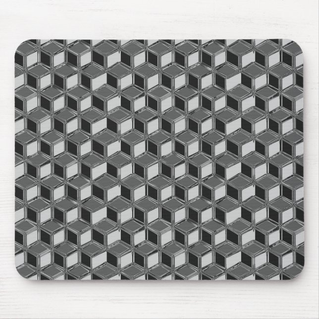 Chrome 3-d boxes - haematite grey mouse pad (Front)
