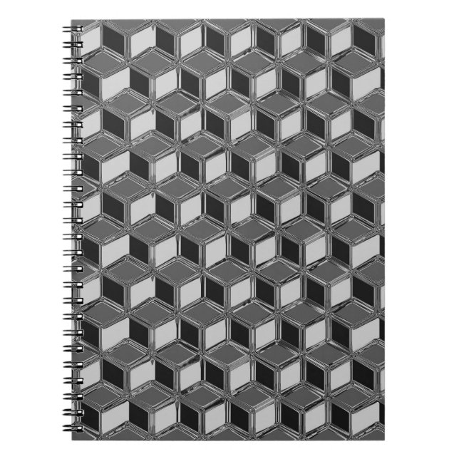 Chrome 3-d boxes - haematite grey notebook (Front)