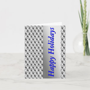 Chrome 3-d boxes - silver grey & blue holiday card