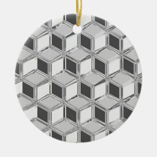 Chrome 3-d boxes - silver grey ceramic tree decoration