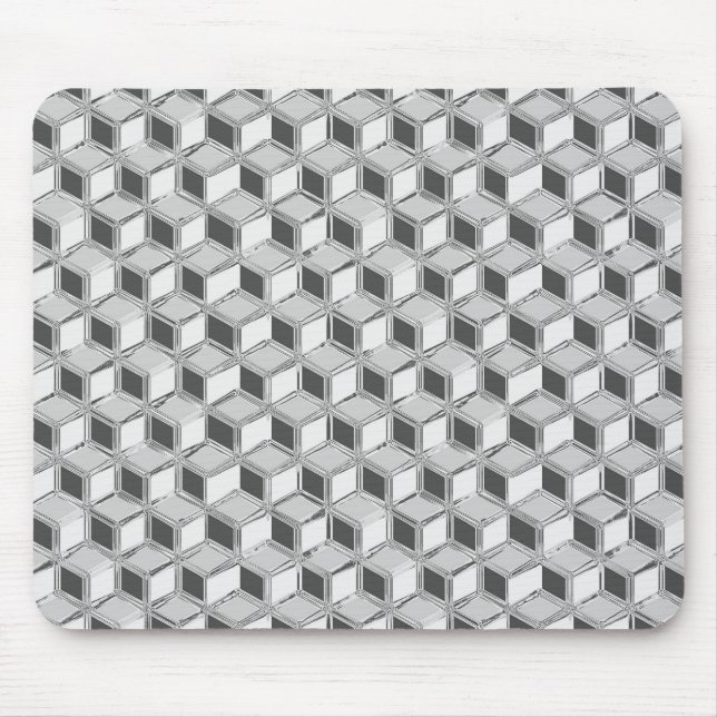 Chrome 3-d boxes - silver grey mouse pad (Front)
