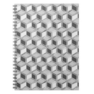 Chrome 3-d boxes - silver grey spiral notebook