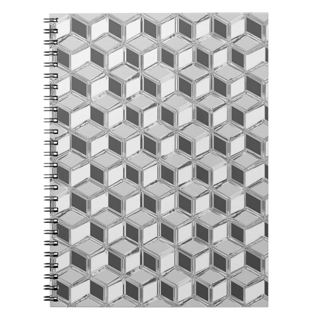 Chrome 3-d boxes - silver grey spiral notebook (Front)