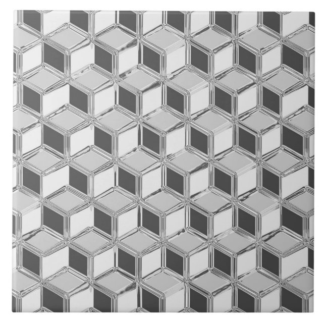 Chrome 3-d boxes - silver grey tile (Front)