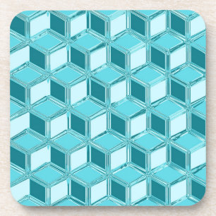 Chrome 3-d boxes - turquoise / aqua coaster