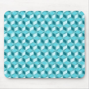 Chrome 3-d boxes - turquoise / aqua mouse pad