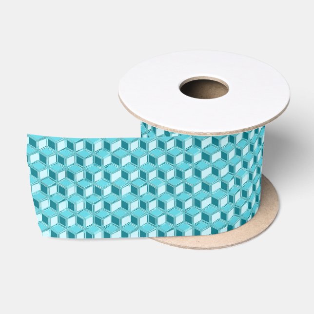 Chrome 3-d boxes - turquoise / aqua satin ribbon (Spool)