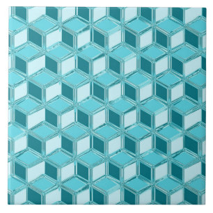 Chrome 3-d boxes - turquoise / aqua tile
