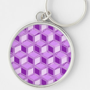 Chrome 3-d boxes - violet purple key ring